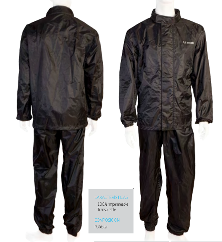 TRAJE AGUA UNIK RJP07 2 PIEZAS IMPERMEABLE NEGRO XXL